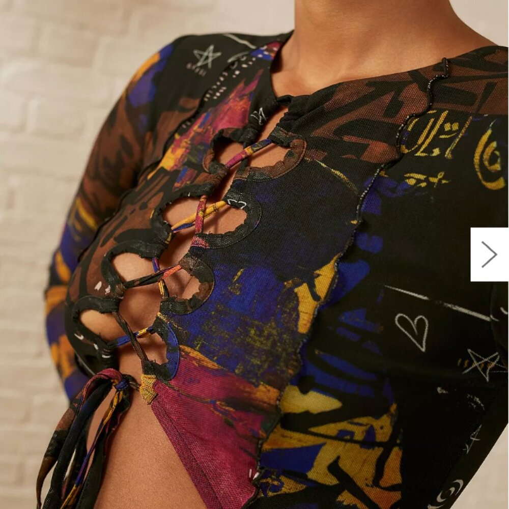 UO Multicolored Cutout Printed Mini Dress - Picture 4 of 4